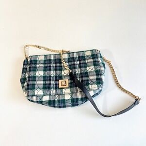 Becksondergaard Mikky Crossbody Shoulder Bag Womens Green Chain Strap Plaid